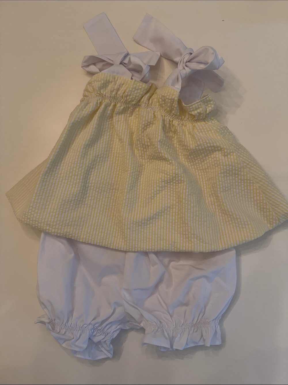 The Beaufort Bonnet Company Yellow Seersucker Top with White Bloomers